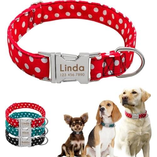 Nylon Dog Collar Personalized Dog Puppy Collar Customs Pet Name Phone Number Adjustable for Small Medium Large Dogs