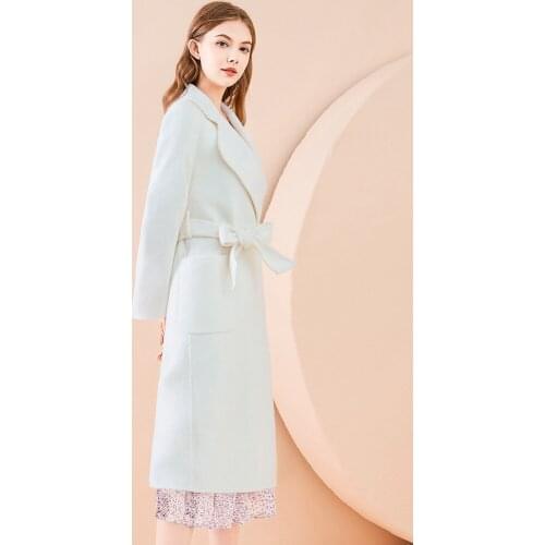 New white double-sided cashmere coat womens middle and long autumn and winter coat 2021 black wool coat women