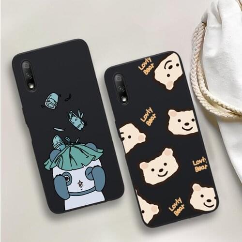 New Cartoon Bear Panda Black Soft Phone Case For Huawei P40 P30 P20 Mate 10 20 30 40 Pro lite Plus P smart 2019 2020 TPU Cover