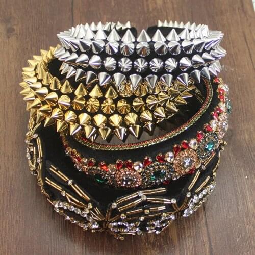 Luxury personality headband New Baroque Fashion Rivet Sponge Exaggerated Hair Hoop Ladies Accessories Headdress