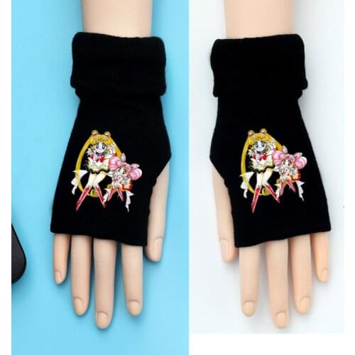 Anime Half Finger Gloves Fans Kids Girls Autumn Winter Warm Cartoon Mittens Gift Gloves Cosplay Birthday Gift