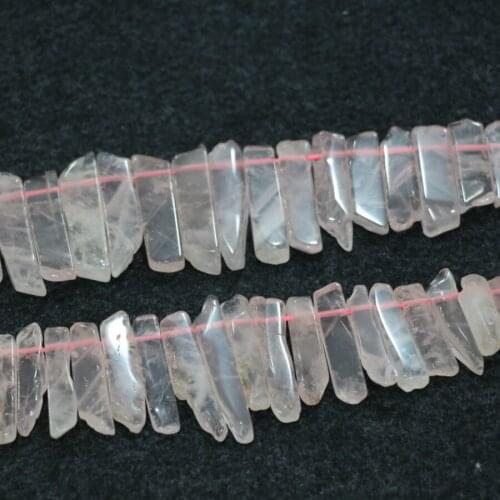 Approx 42pcs/strand, Raw Rock Crystal Natural Rose Crystal Quartz Points Pendant Beads Graduated Jewelry Making 8-12x22-35mm
