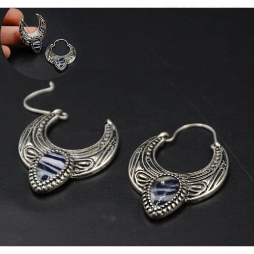 2Pcs Vintage steel Earring Dew Drop with Mother of Pearl Shell Ear Plug Ear Gauges Expander Ear Stud Body Piercing Jewelry 20g