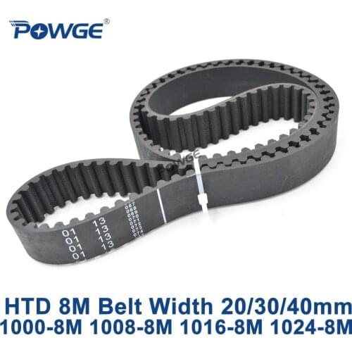 POWGE HTD 8M synchronous Timing belt C=1000/1008/1016/1024 width 20/30/40mm Teeth 125 126 127 128 HTD8M 1000-8M 1016-8M 1024-8M