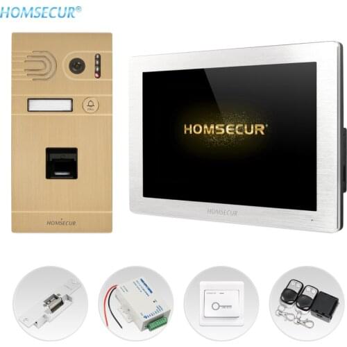 HOMSECUR 4 Wire 7" Video Door Intercom System with Fingerprint Unlock IP65 Camera 1.3MP Fail Safe Lock Exit Button Included