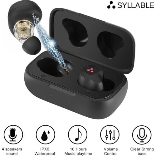 SYLLABLE S115 TWS Earphones 4 Speaker Sound Strong bass of QCC3020 chip 10 hours headset Noise Cancelling S115 Volume control