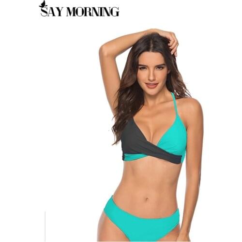 SAY MORNING Bikini Sexy Hard-Pack Split Swimsuit Color Matching 18-Color Womens Swimwear Beach Wear Sexy Swimming Set New 2021