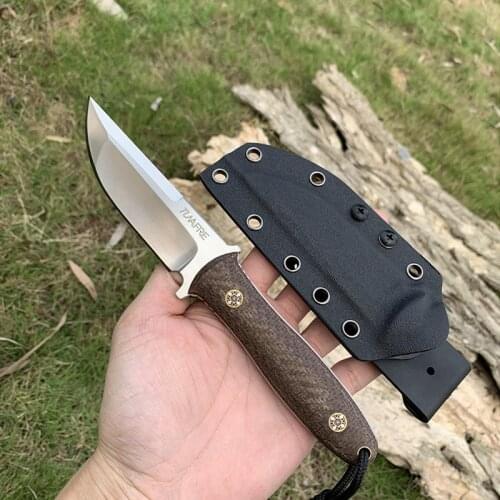 TUNAFIRE D2 steel Fixed Knives Hunting Tactical Survival Knife Camping Outdoor Pocket Rescue EDC Tools High-end Micarta handle
