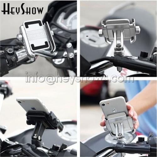Universal Aluminum Alloy Motorcycle/Bicycle Handlebar Holder For 4-6 inch Phone Support GPS Bike Celular Moto Holder With Stand
