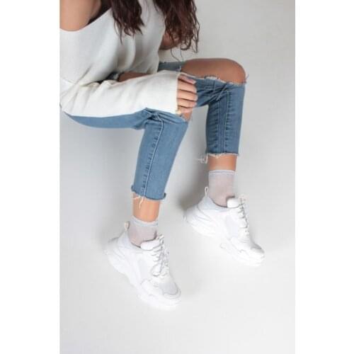 Women White Skin Sneakers 5.5 Cm High Base Daily Fashion Style Cool 1. Quality