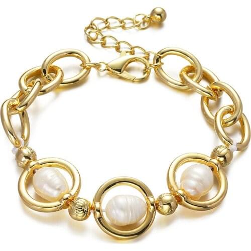 Baroque Pearl Bracelets for Women Fashion Metal Chain Bracelets 2021 Fashion Charm Bracelet Bangles Jewelry Punk Goth