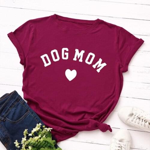 Women Graphic Tee Shirts Casual O Neck Dog Mom Print T-shirts Short Sleeve Streetwear Harajuku Tops