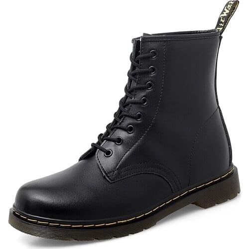 Women Leather shoes High Top Fashion Winter Warm Snow shoes Dr. Motorcycle Ankle Boots Couple Unisex boots