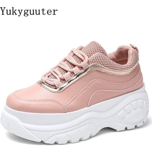 Women Running Shoes Sneakers Height Increasing 5 CM Outdoor Sport Female Cushioning Flats Girls Chunky Platform Footwear