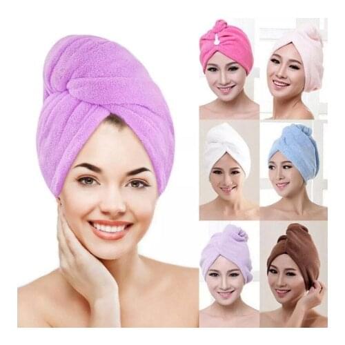 1PC Microfiber Hair Fast Drying Dryer Towel Bath Wrap Hat Quick Cap Turban Dry Quick Drying Lady Household Bath Tool