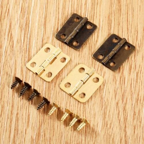 10Pcs Antique Bronze/Gold Kitchen Cabinet Hinges Furniture Accessories 4 Holes Jewelry Boxes Hinge Furniture Fittings 16x13mm