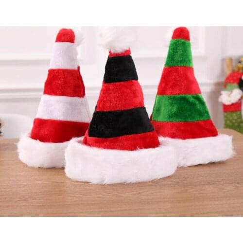 3styles Christmas Striped Xmas Hat Decorations Red Santa Claus Bag Cutlery Bag Party Decor Christmas plush Hat SN2373
