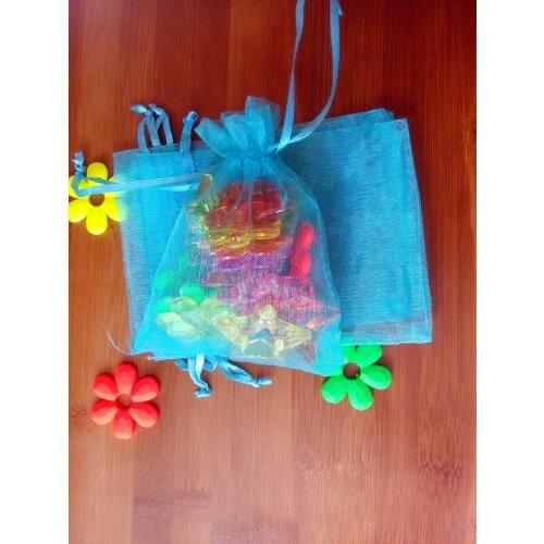 500pcs 17*23cm Lake Blue Organza Gift Bag Jewelry Packaging Display Bags Drawstring Pouch For Bracelet/necklace Mini Yarn Bag
