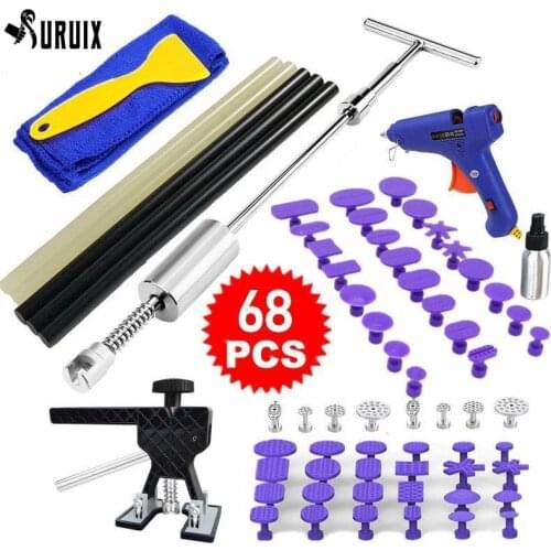 68Pcs Car Dent Repair Dent Puller Kit Auto Body Paintless Dent Removal Repair Tools Kit Silde Hammer Dent Lifter Glue Puller Set