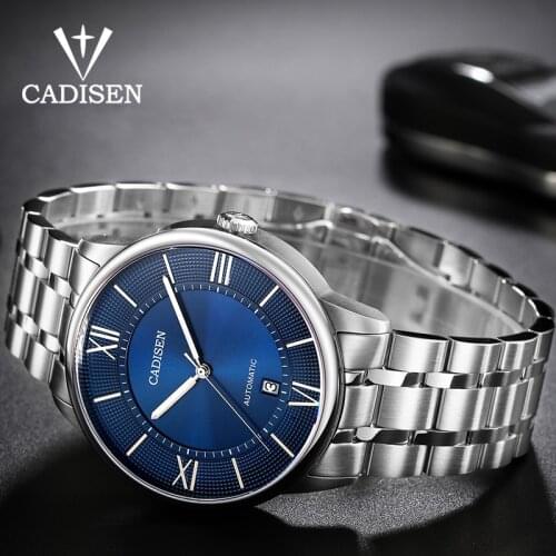 CADISEN Watch Sapphire Glass Mechanical Watch Men Miyota 8215 Movt Watches Luminous 5Bar Wristwatch Male Clock Relogio Masculino