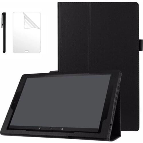 Litchee Style PU Leather Case For Kindle Fire HD 10 2017 Cover For Kindle Fire HD10 hd10 10.1 inch Case + FilmPen
