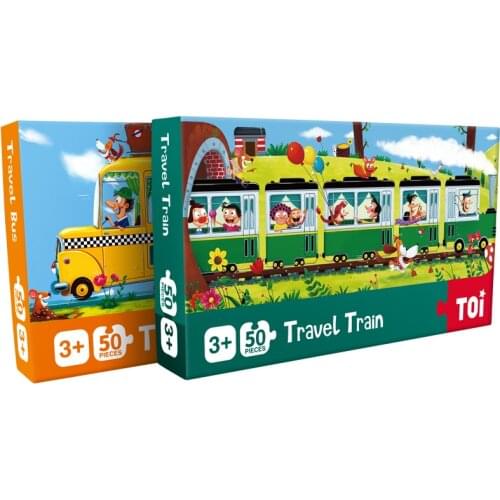 Toi Children Early Educational Baby Colorful Popular Cartoon Interesting Travel Train Paper Jigsaw Puzzle Toys Over 3 Years Old