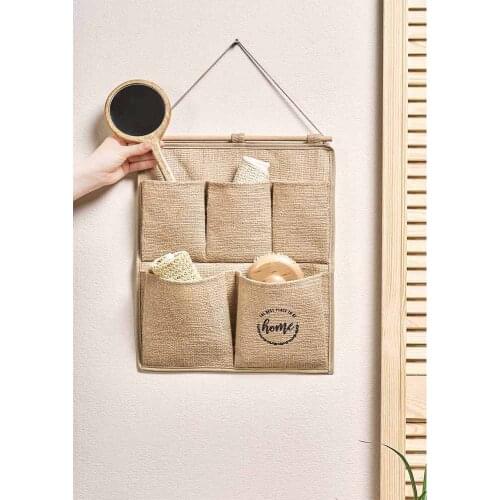 Jute Can Be Hung Storage bag organizer Can Be Hung Collapsible Wall Type Regulating Goods storage Bag 2 Layer home decor