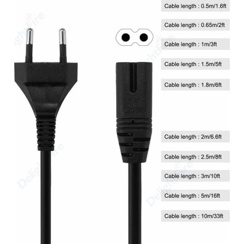 Printer EU Power Cable 2ft 1m 5m Euro IEC C7 Power Supply Cord For Sony PS 3 4 Console Battery Charger Radio Laptop Samsung TV