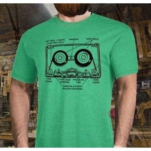 Hot New 2019 Summer Fashion Retro Vtg TAPE ANATOMY Shirt, Cassette Diagram, Mens & Fitted Womens, Hipster Tee Shirt