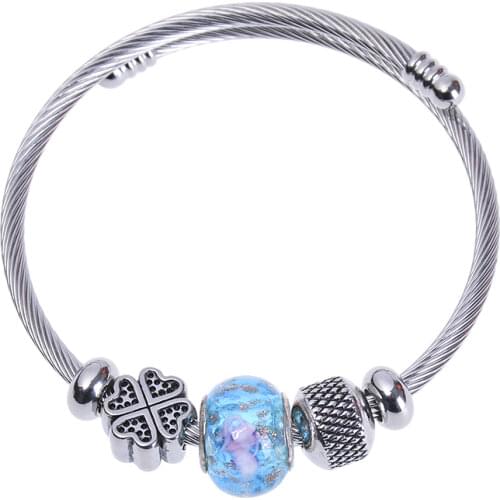 Stainless steel bracelet tetrafolium accessories blackening retro Bracelet womens metal titanium steel bracelet open Bracelet