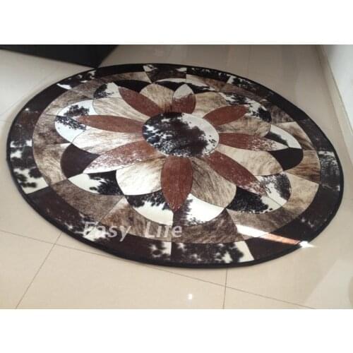 Fashionable art carpet 100% natural genuine cowhide leather commercial grade carpet
