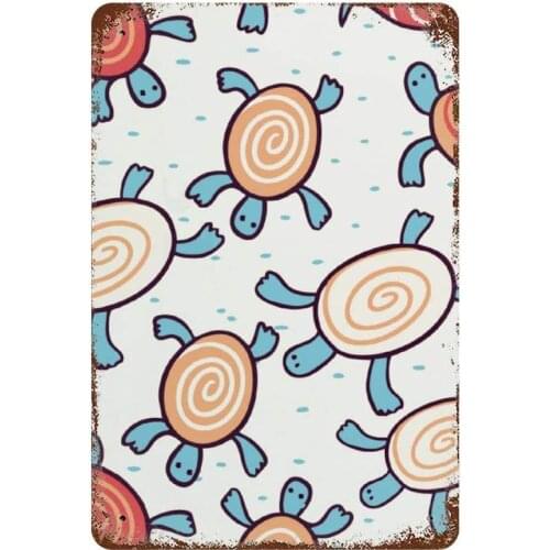 NoBrands Vintage Retro Metal Tin Sign Wall Decor Art Abstract Art Little Turtle Sea Turtle Logo Home Decor Plaque Poster Man