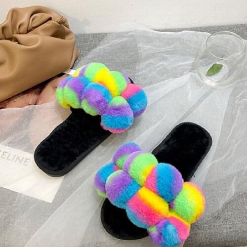 2021 New Arrival Luxury Fluffy Fur Slippers Women, Ladies Indoor Warm Furry Slipper, Amazing Fashion Plush Fur Slides