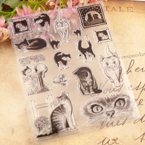 Clear Silicone Stamp For Card Making Cute Cat Transparent Seal Clear Stamp Sheets For DIY Scrapbooking Photo Album Decorative