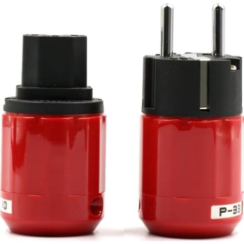 Pair Audio Grade Rhodium Plated EU Schuko AC Power Plug+ IEC Connector Plug DIY Power Cord