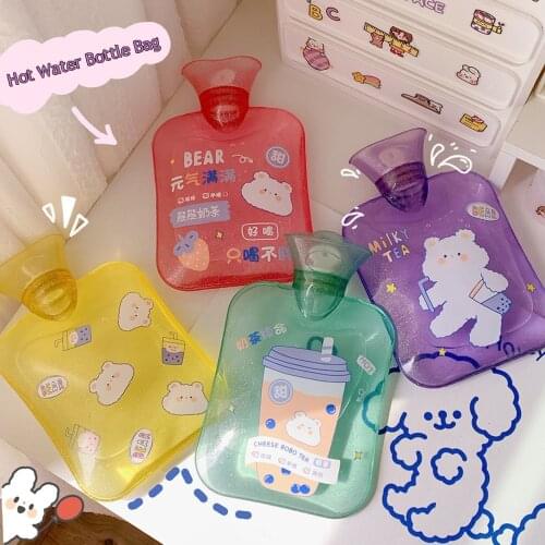 Cute Water Injection Hot Water Bottle Transparent PVC Explosion Proof Warm Water Bag Warm Belly Treasure Portable Hot Water Bags