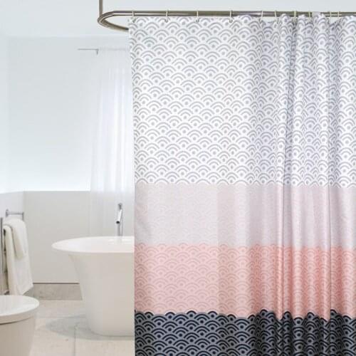 Nordic bathroom geometric color block waterproof thickening mildew shower curtain bathroom bathtub cover oversized wide WF