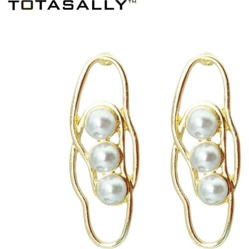 TOTASALLY Popular Pearl Earrings Women Baroque Irregular Hollow Alloy Designer Cocktail Earring DropShipping Jewelry Wholesale