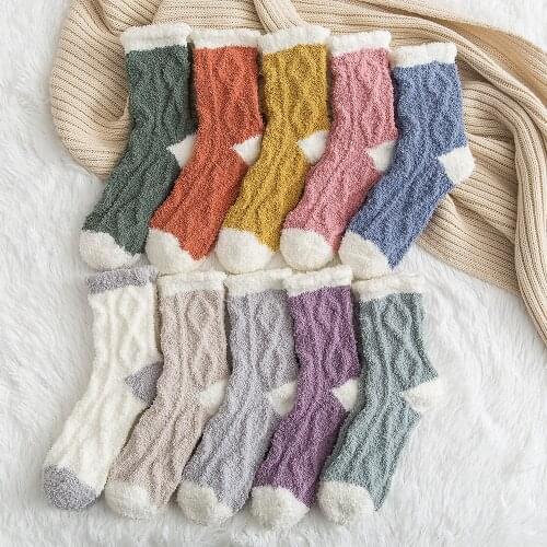 Women Winter Warm Fluffy Socks Cute Soft Elastic Coral Velvet Sock Floor Home Accessories Breathable Bed Slipper Socks