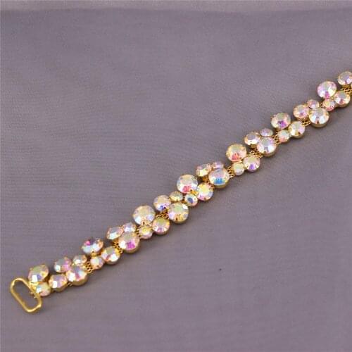 Gold AB Bridesmaid Flower Girl Dress Accessories Womens Crystal Thin Wedding Belt Sashes Bridal Sash Belt for Wedding