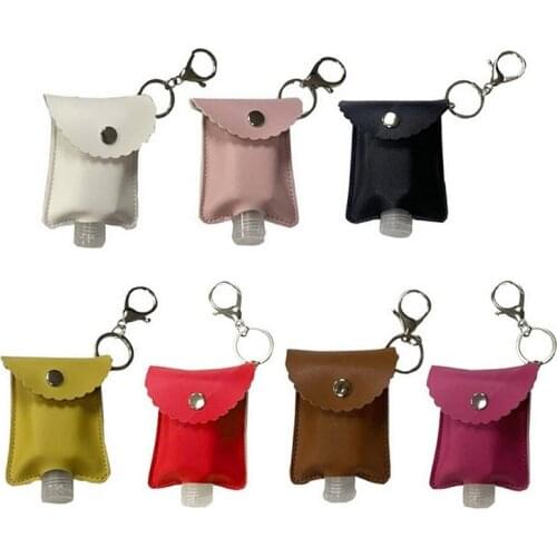 1Set 30ml Refillable Bottles Travel Hand Sanitizer Bottles Cosmetic Container with Keychain Holder with Bottle Cover