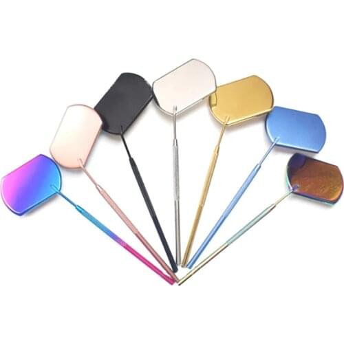1pcs Eyelash Extension Handheld Inspection Mirror Rectangular Lens Anti-Warping Root Anti-fog Portable Eyelash Mirror Auxiliary