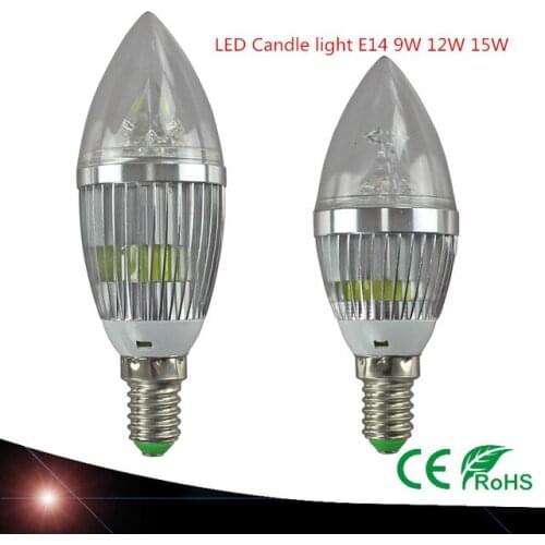1Pcs LED candle light E14 9W 12W 15W E14 Dimmable 110V 220V Led bulb lamp cool white warm white CE ROHS