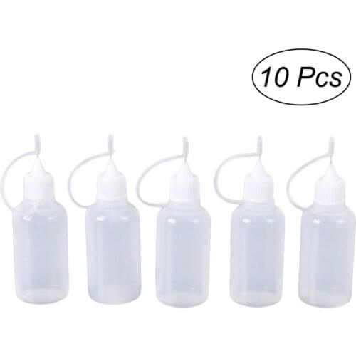 10pcs 10 ml/ 0.35 oz Clear Needle Tip Glue Bottles Empty Dropper Bottles Precision Tip Applicator Bottles for Glue E-jui