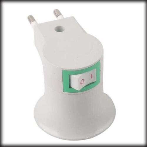 1000pcs New Switch EUR Plug to E27 Socket LED Halogen CFL Light Lamp Adapter Holder