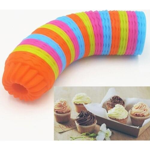 12Pcs/set Silicone Food Grade Threaded Shape Multifunction Cake Mould Baking Accessories Pudding Jelly Doughnut Mold Non-toxic