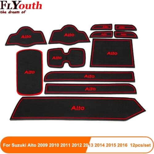 Fit For Suzuki Alto 2009 To 2016 High Quality Car Gate Slot Pad Rubber Car cup Mat Non-slip Mat Auto Accessories 12pcs Per Set