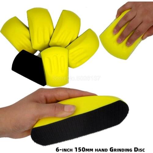 1X 6" Hand Sanding Block For Hook & Loop Sandpaper Holder Pad Polishing Tools Pu Sander Mouse Shaped Abarsive Grinding Back