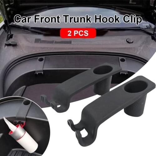 2pcs Car Front Trunk Hook Clip Grocery Bag Holder Hanger Double Hooks Frunk Hook Car Interior Accessories for Tesla Model 3