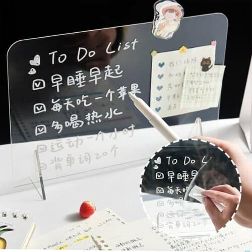 2021 New Acrylic Erasable Message Board Cover Flyer Document Paper Display Stand Transparent Home Message Board Desk Decoration